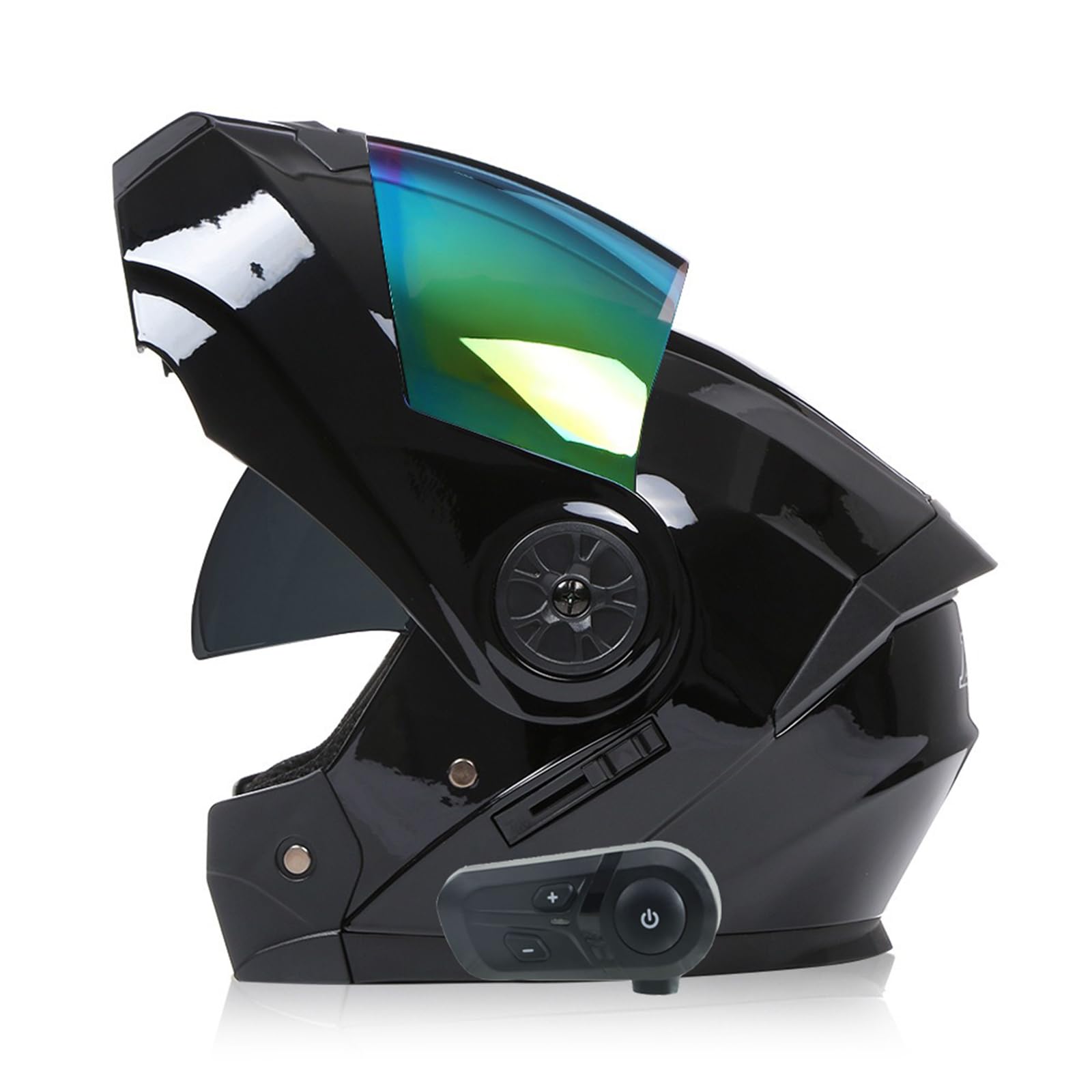 ZHTBATE Bluetooth Motorcycle Helmet ECE Approved Flip Up Motorbike Helmet Noise Reduction Ventilated Open-Face Helmets Dual Visor Anti-Fog
