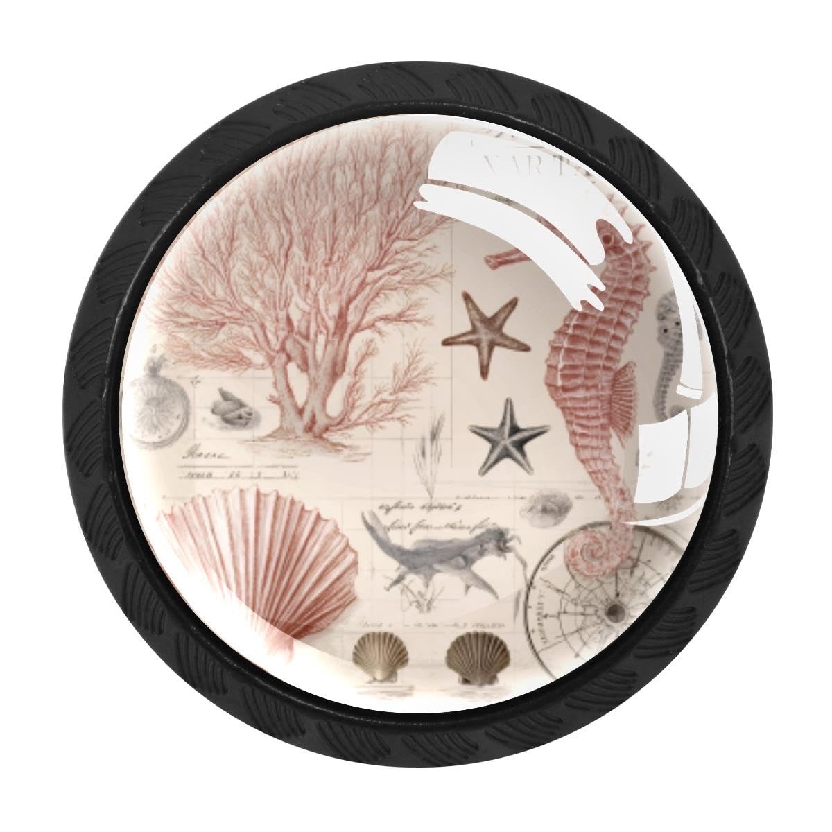 HEOEH 4 PCS Cabinet Knobs, Seahorse Seashell Drawer Knobs Dresser Handles