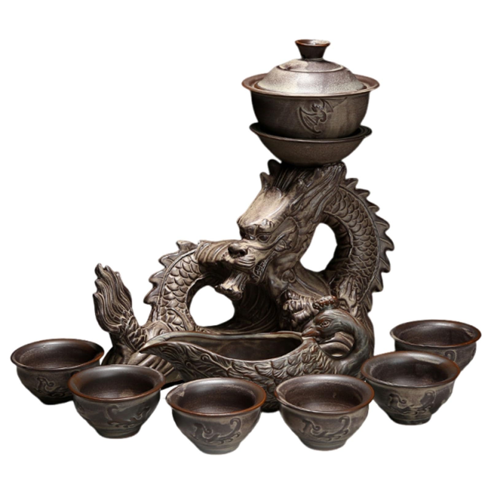 Ceramiczny zestaw do herbaty, ręcznie wykonany porcelanowy podgrzewacz Kung Fu, przenośny gaiwan i filiżanki do półautomatycznego przygotowywania herbaty do mielenia kamienia