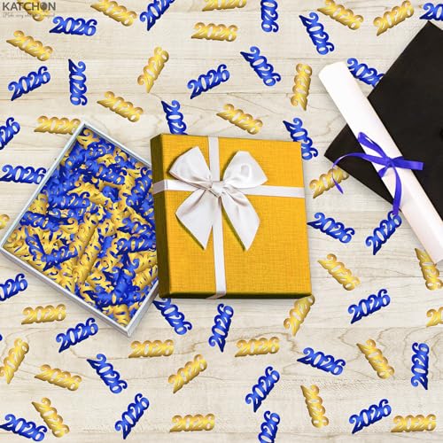 Image of Graduation Confetti 2026 | Blue and Gold Confetti - Pack of 500 | Graduation Confetti for Table, 2026 Graduation Table Decorations, Graduation Table Decorations, KatchOn