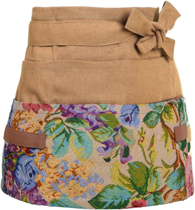 2 Pcs Garden Apron unisex adult gardening aprons,Half Apron Waist Apron(Khaki,Blue) - Image 3