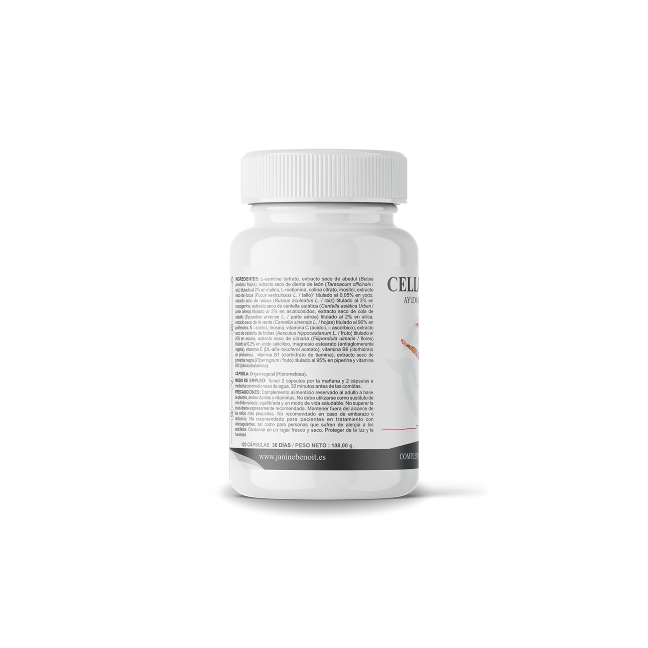 Celluliflor | Con L-Carnitina, Fucus, Centella Asiática y Té Verde | Drenaje, Metabolismo y Cuidado de la Piel | Retención de Líquidos | Celulitis | 120 Cápsulas Vegetales