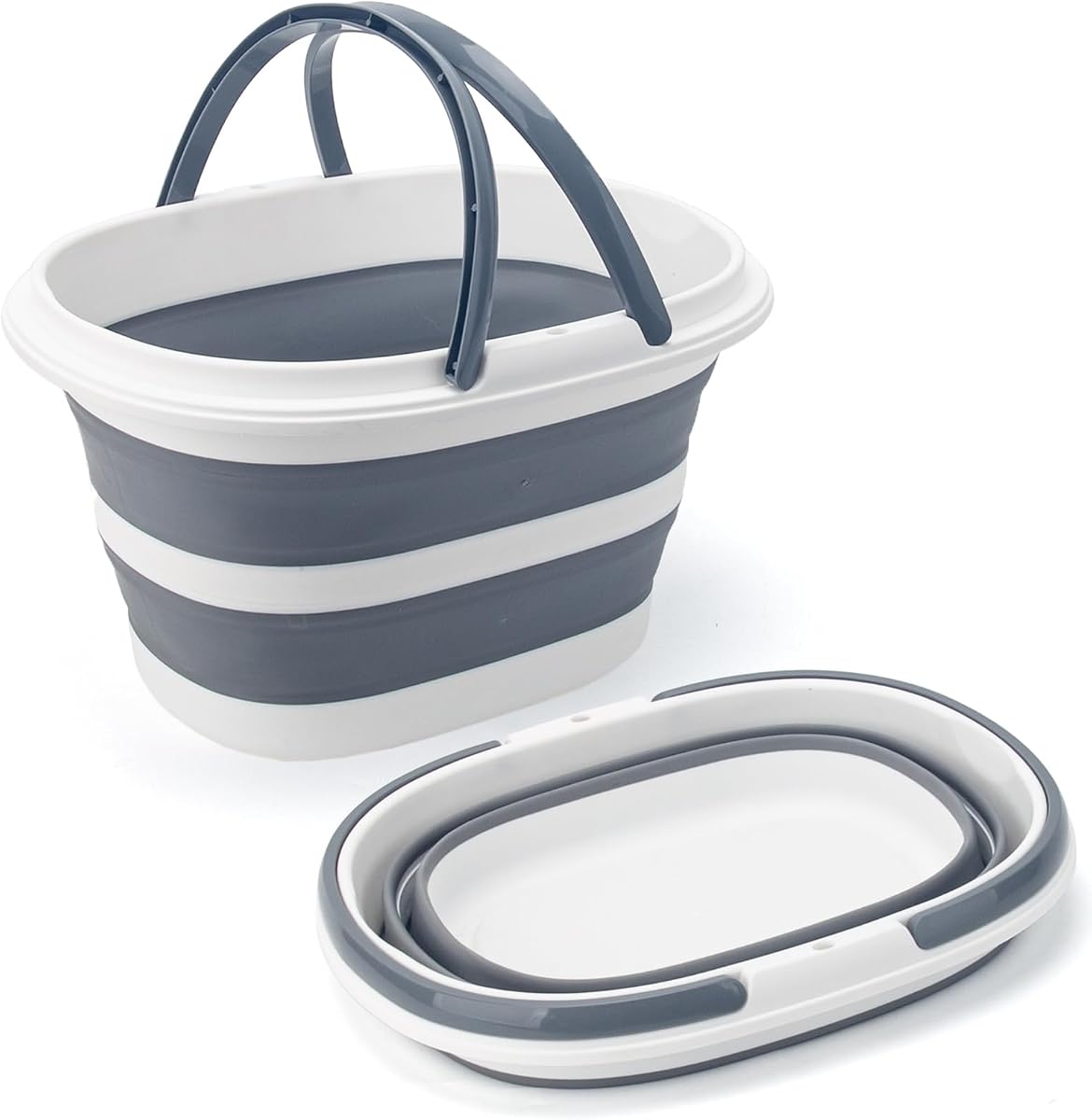 Collapsible Water Bucket with Handle, 10L(2.6 Gallon) Foldable Plastic Bucket for Mopping, Window Cleaning, Car Washing, Fishing, Ice Buckets for Camping, Portable Household Organizer Caddy