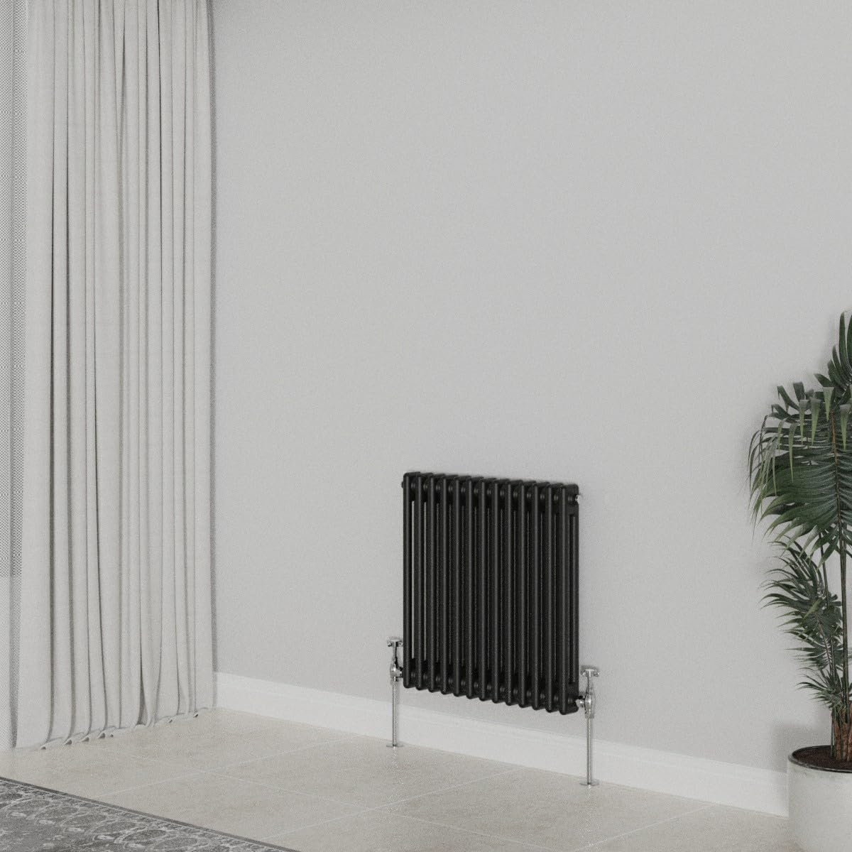 WarmeHaus Traditional Radiator Black Horizontal Double Column Cast Iron Radiators 600x605mm