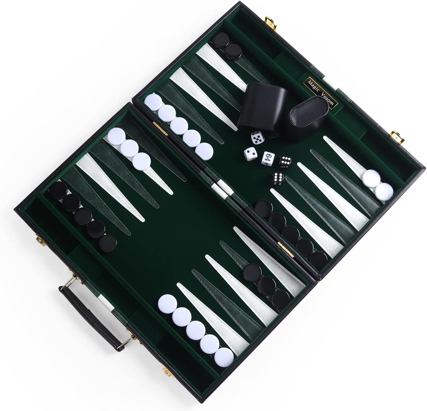 Travel Medium 15 Inch Backgammon Black Sets Classic Board Game with Premium Leather Case, Portable Travels Strategy Backgammon Game Set for Adults, Kids (Black, Medium)
