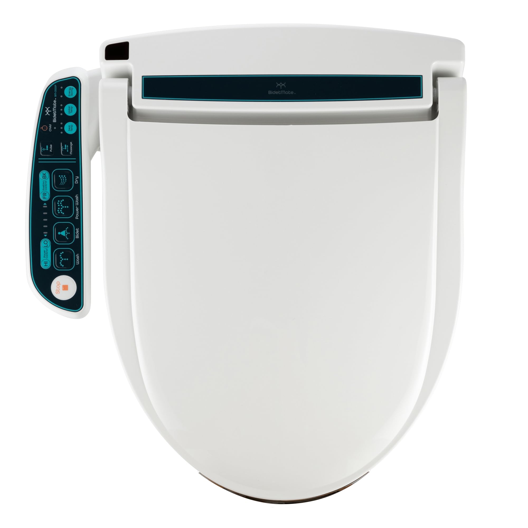 BidetMate 2000 Series Electric Bidet Heated Smart Toilet Seat with Unlimited Heated Water, Side Control Panel, Deodorizer, and Warm Air Dryer - Adjustable and Self-Cleaning - Fits Elongated Toilets