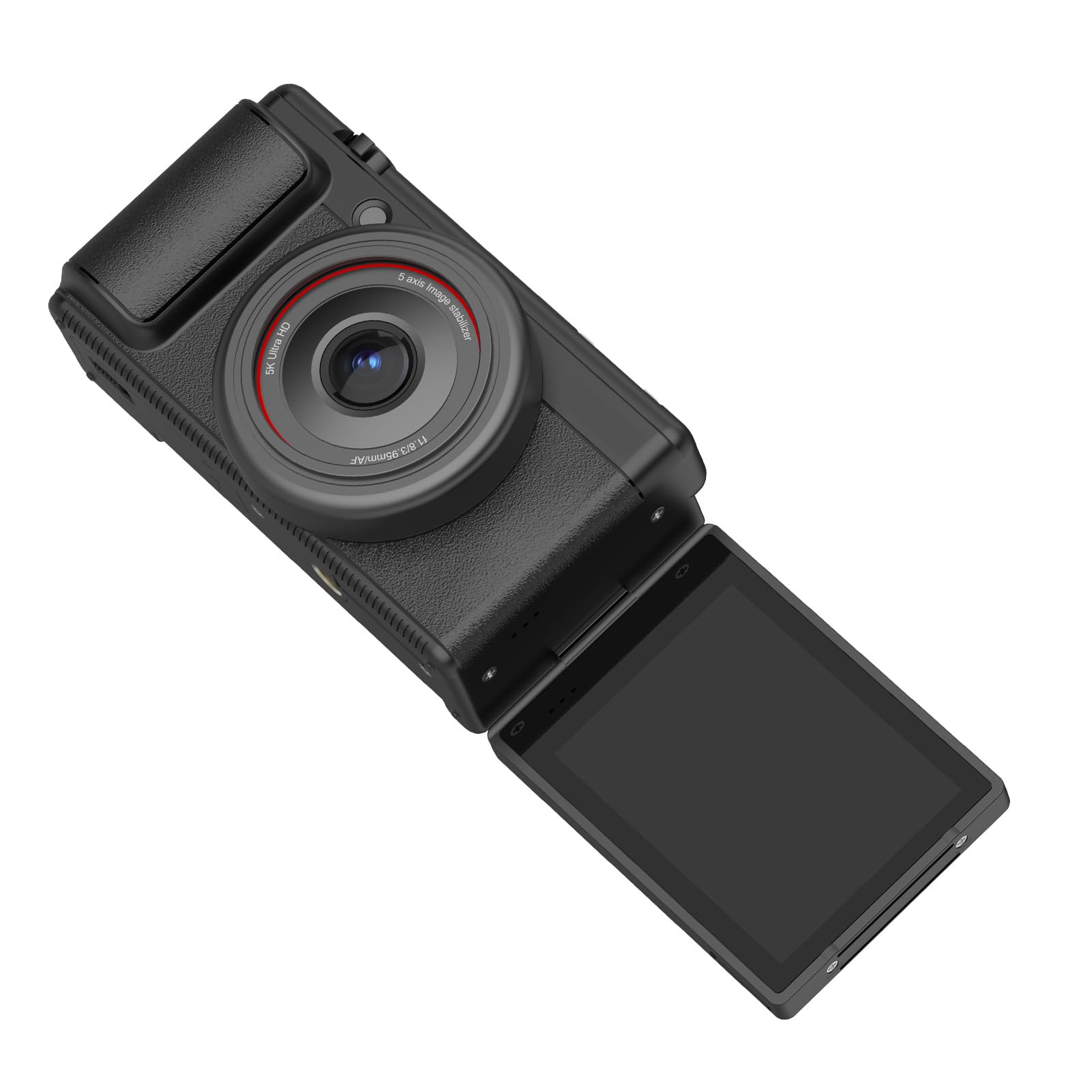 Bewinner Fotocamera Digitale 5k per Fotografia, Fotocamera Vlogging Portatile da 80 MP con Schermo di Lancio da 2,8 "180 °, Autofocus 16x Zoom Vlog da Viaggio per Principianti (BLACK)