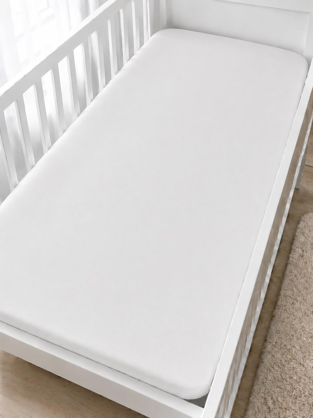 Babymam Men's White 100% Cotton Cot Sheets 120X60 Fitted With Printed Design Cot Bedding Travel Sheet Toddler Bed Crib Cotbed Sheets (White)