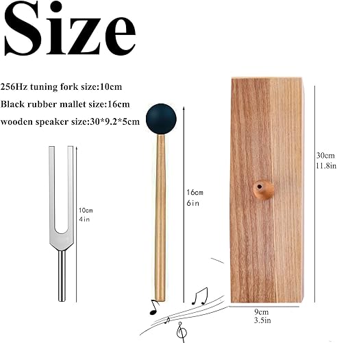 Miniatura 2 de Vaguelly 1pc 256Hz Instrumento Musical Tuning Fork con caja de resonancia aleación de aluminio, altavoz de madera para sanación de sonido, diapasón,