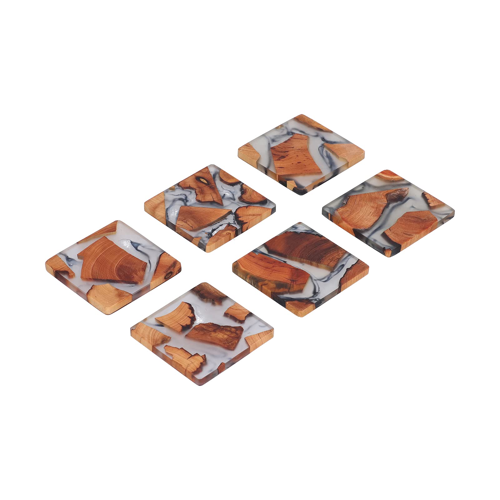 Dessous de verre en bois anti tache lot de 6 tapis isolant carré