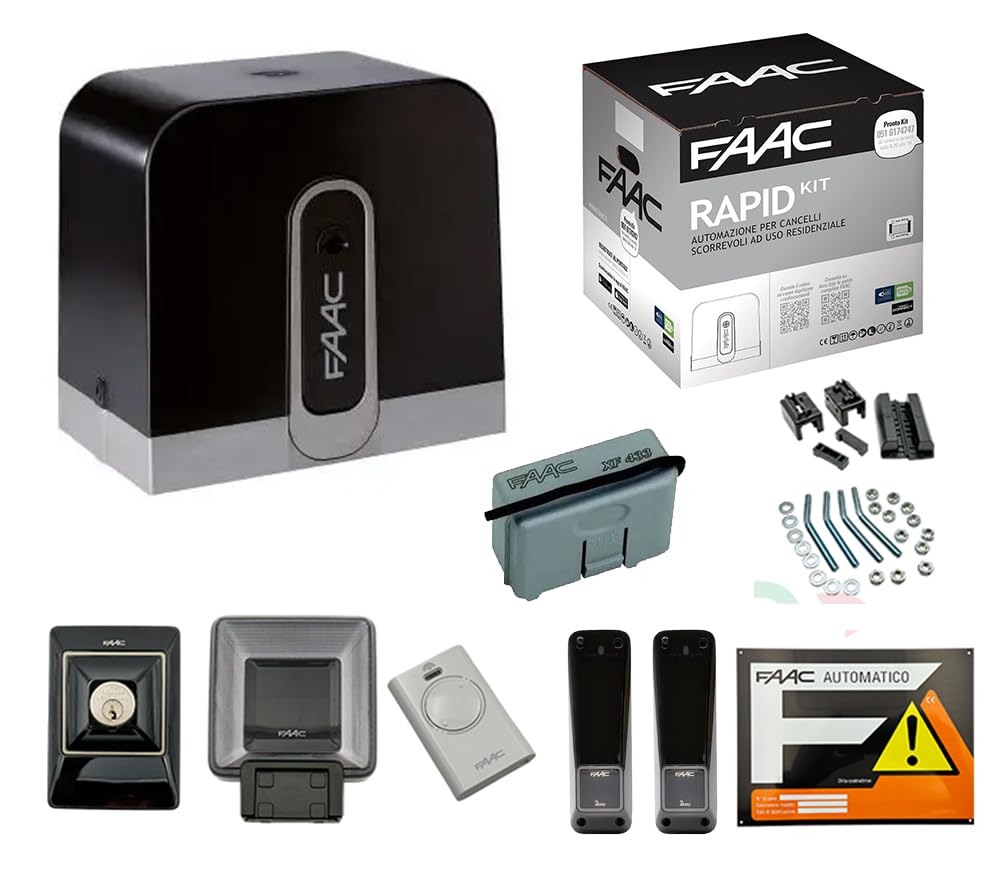 Kit Automazione Cancello Scorrevole 24V Peso Massimo 400 Kg FAAC-1059995 Rapid