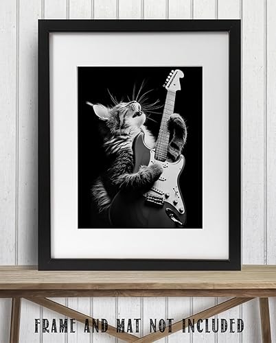 Miniatura 8 de Purrrfect - Póster sin marco de 11 x 14 pulgadas, arte de rockero felino, decoración de pared musical de guitarra eléctrica, ambiente clásico de