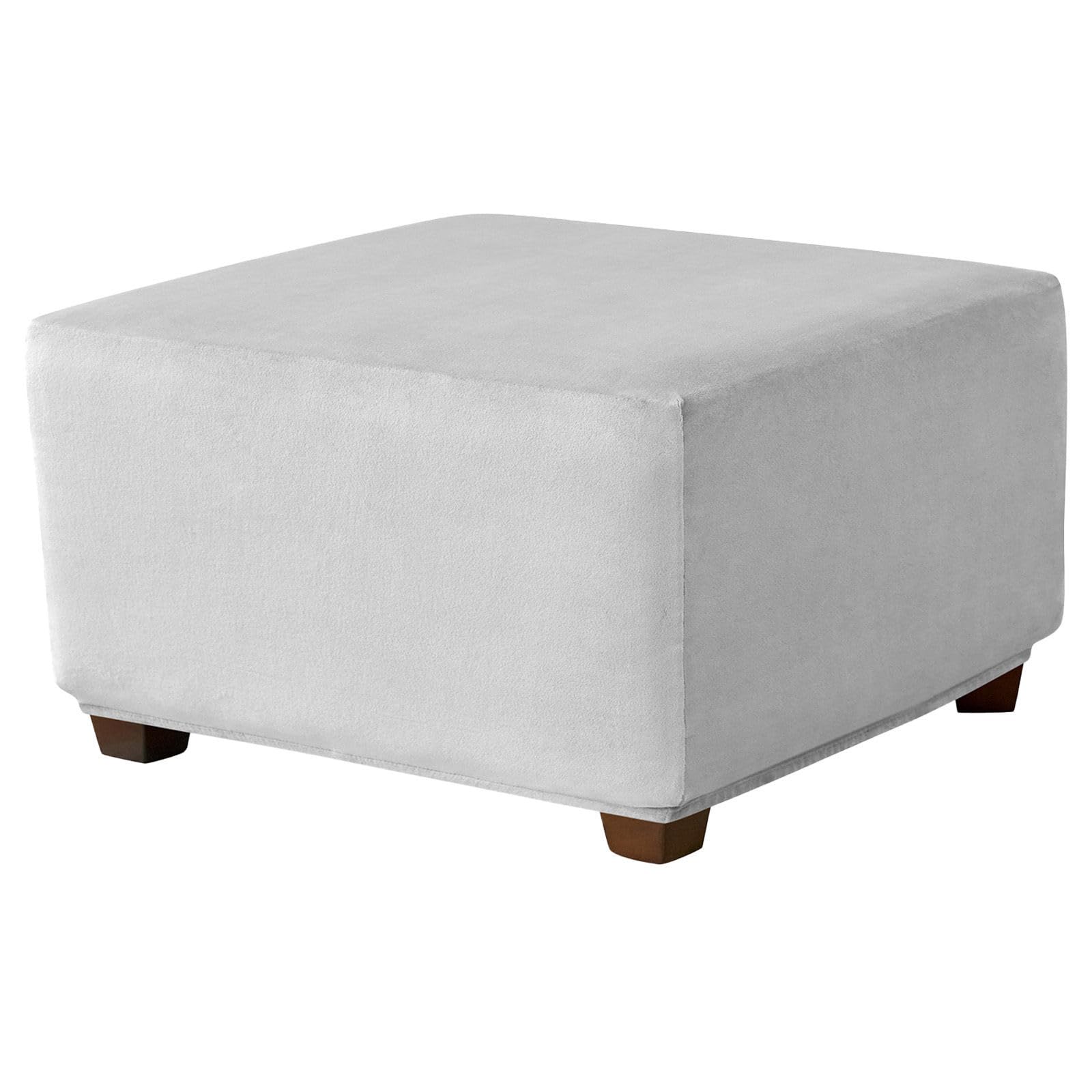 CLGTY Velvet Footstool Slipcovers Square, Stretch Non Slip Ottoman Cover, Removable Home Decor Folding Storage Stool Cover with Elastic Bottom-Light