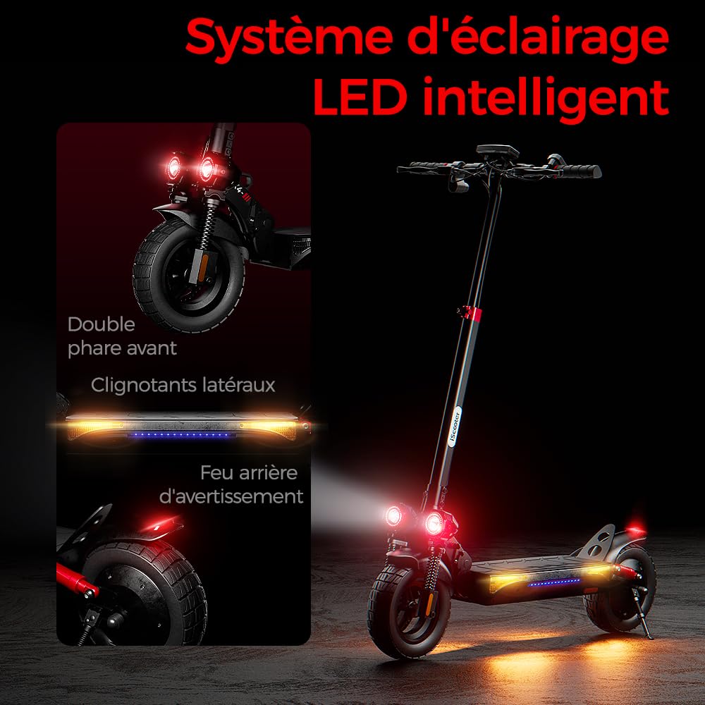iScooter Trottinette Électrique Tout Terrain 800W,Batterie 48V 15,6Ah,Jusqu'à 50 km d'Autonomie,Pneus Tubeless Off-Road 10",Double Suspension,Clignotants,Application Bluetooth,Charge Max 150 kg