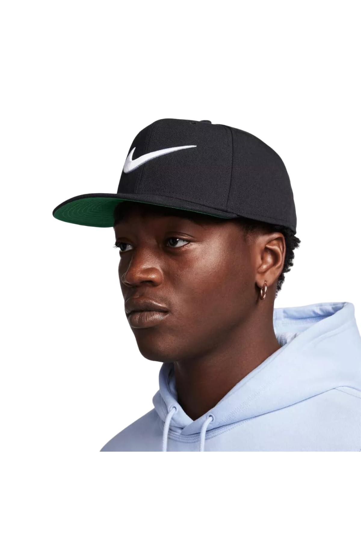 Nike Black Adjustable Baseball Cap, White Swoosh Logo, Size S