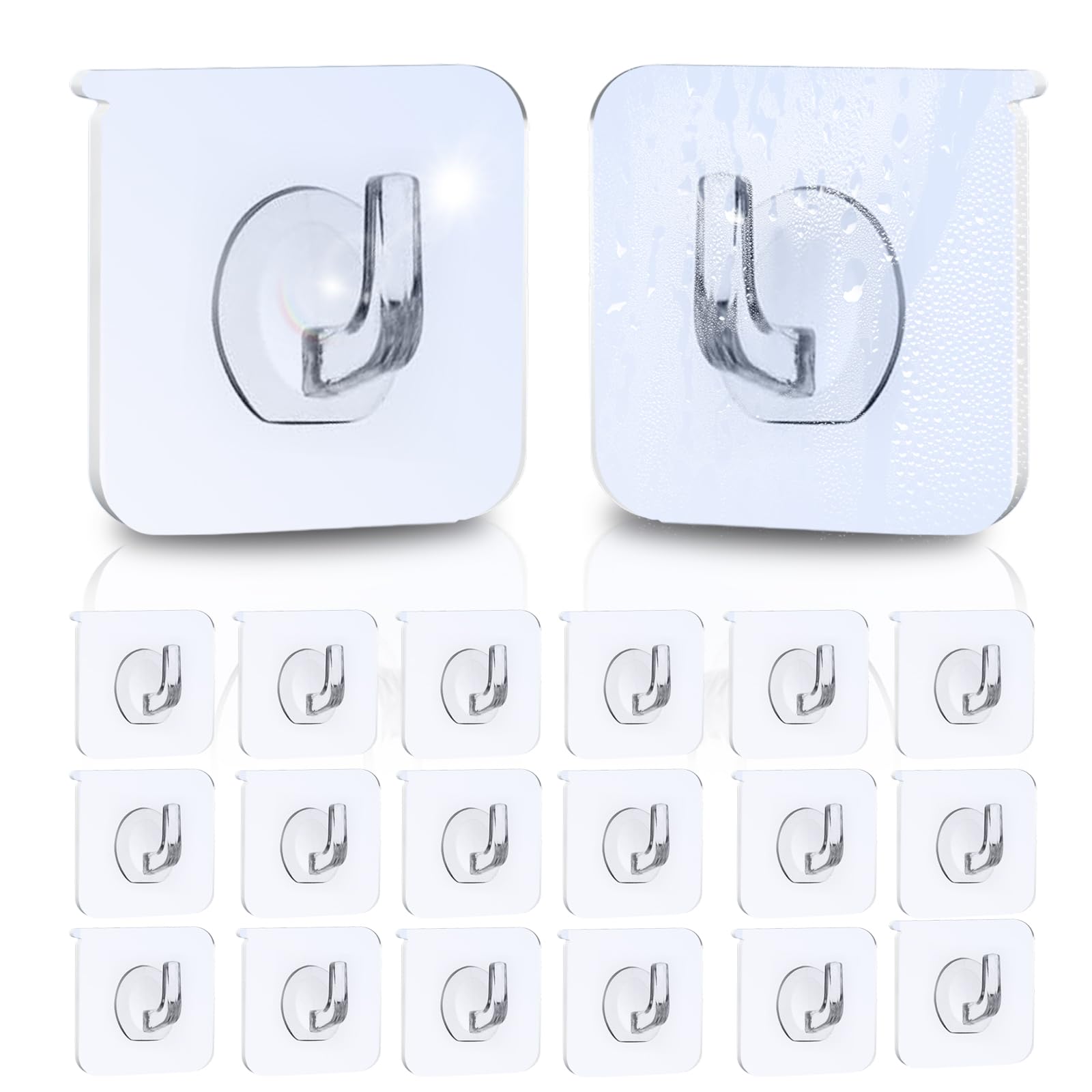 UNILECON Haken Selbstklebende Klebehaken Extra Stark - 20 Stück transparente Klebehaken für Küche, Badezimmer und Schlafzimmer, Max 10KG Tragend