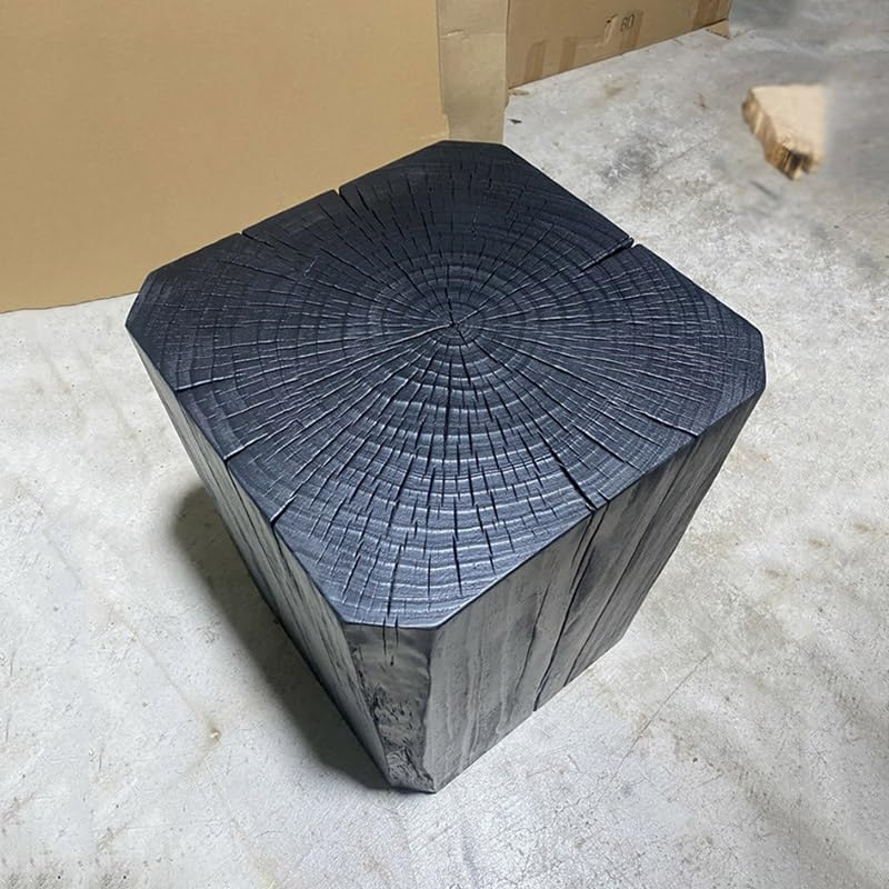 Socle en bois robuste et élégant noir vintage de 30 cm