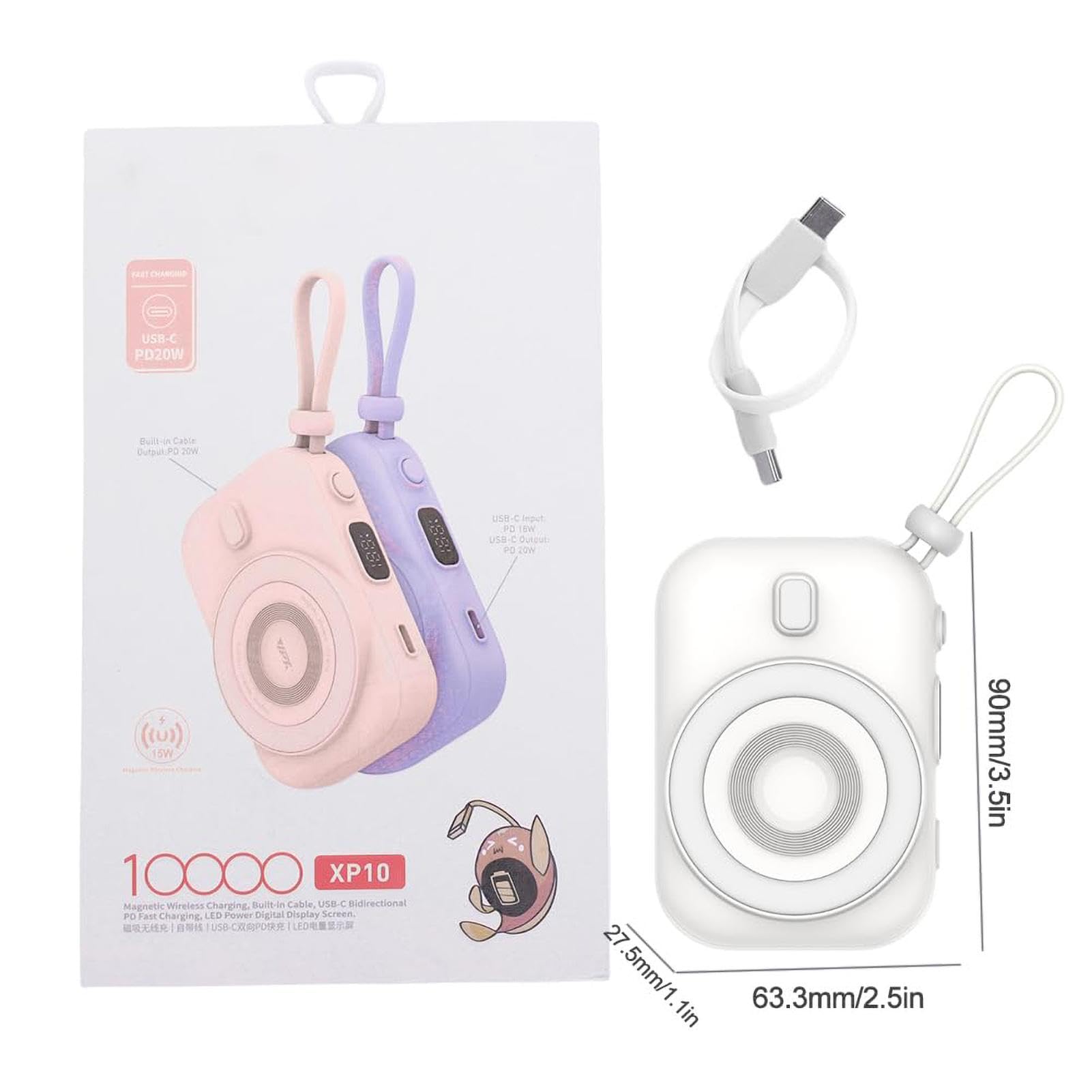 Chargeur portable sans fil, 10 000 mAh, petit chargeur de batterie