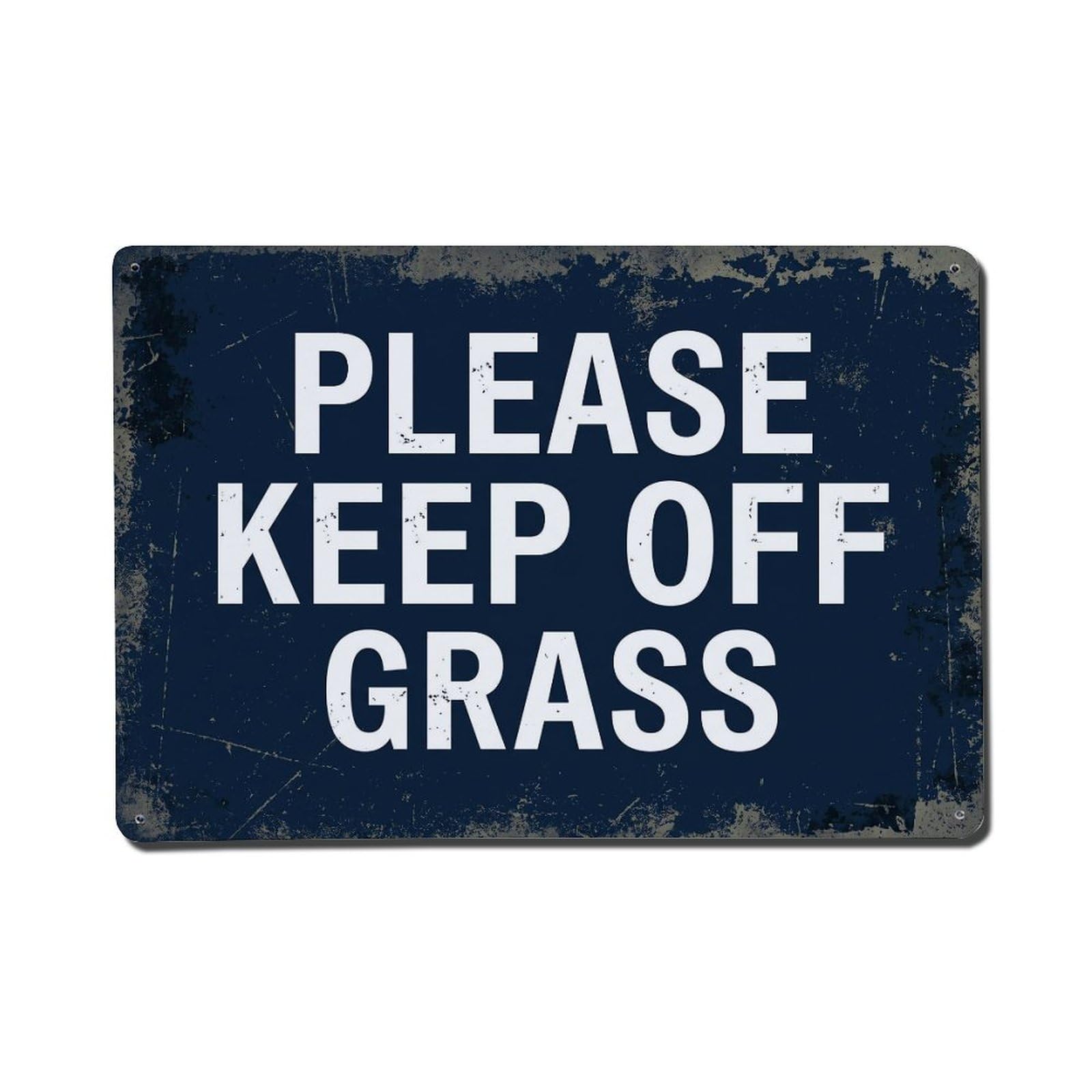 Vintage Text with Please Keep Off Grass Metal Tin Sign