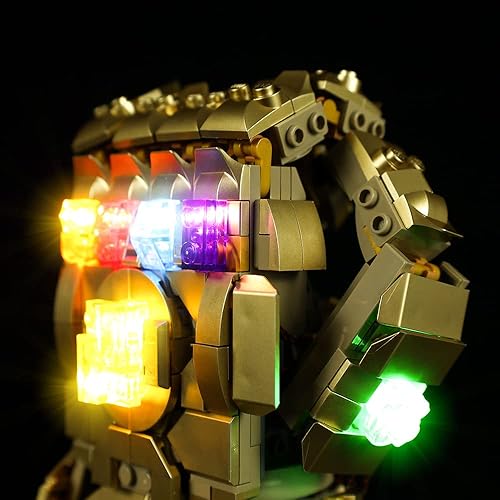 Miniatura 7 de Kyglaring Juego de iluminación LED para guantelete Lego Infinity - Kit de luces compatible con Lego 76191 Thanos modelo de bloques de construcción