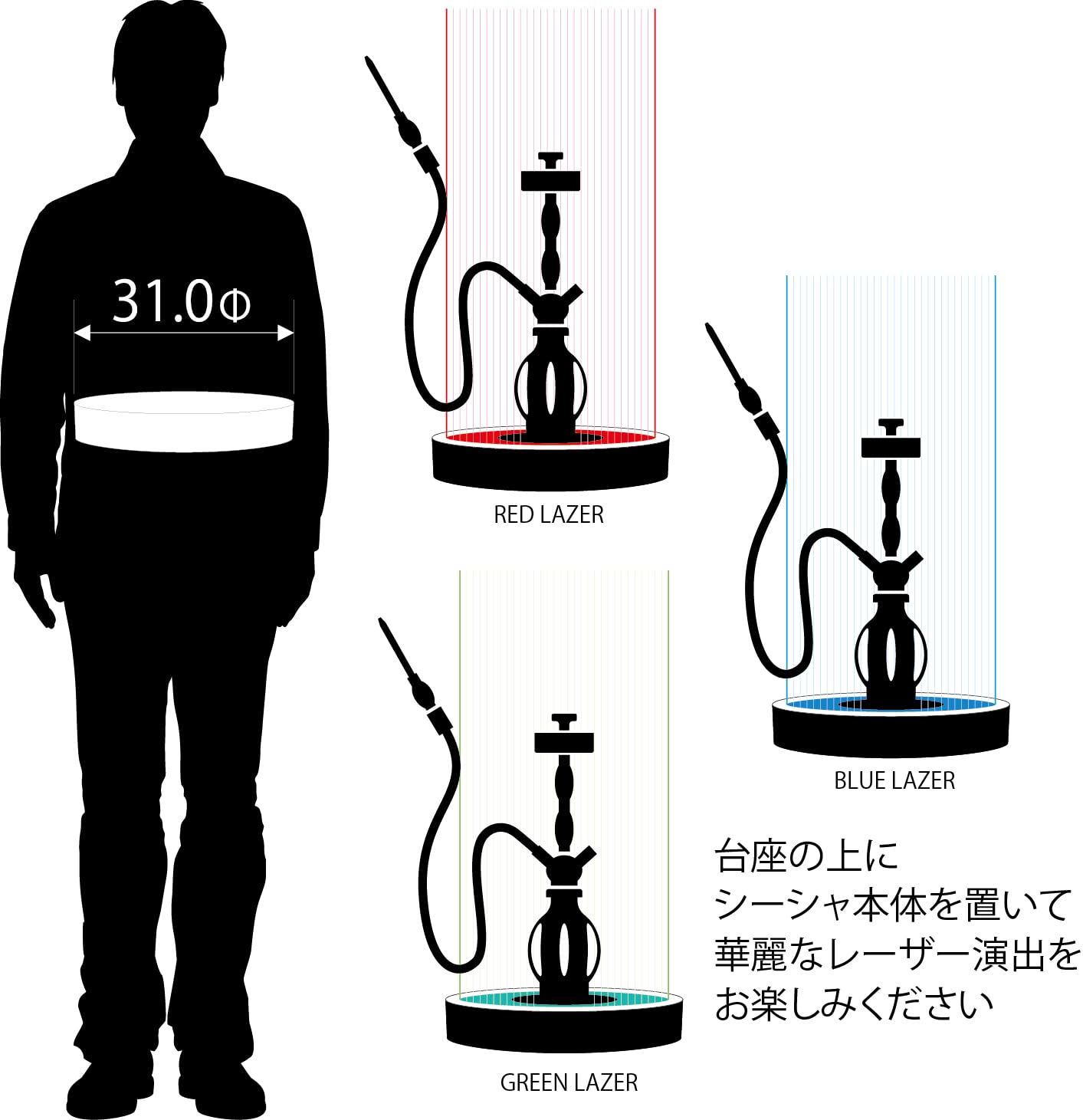 Amazon.co.jp: シーシャ LED レーザーライト スタンド 水タバコ 