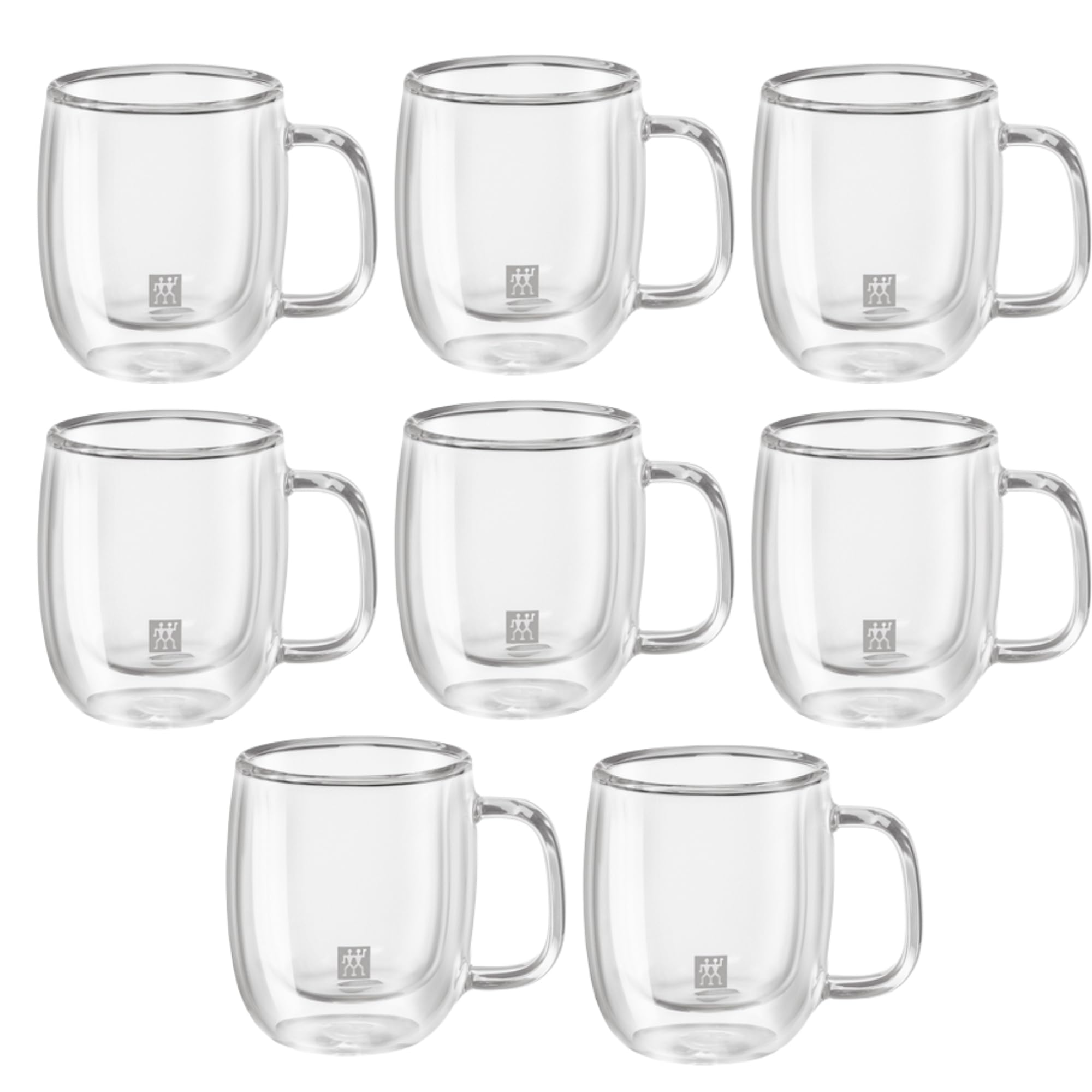 ZWILLING Sorrento Plus 8 Piece Insulated Double-Wall Glass Espresso Mug Set - Single Shot, 80mL, Clear, 39500-128