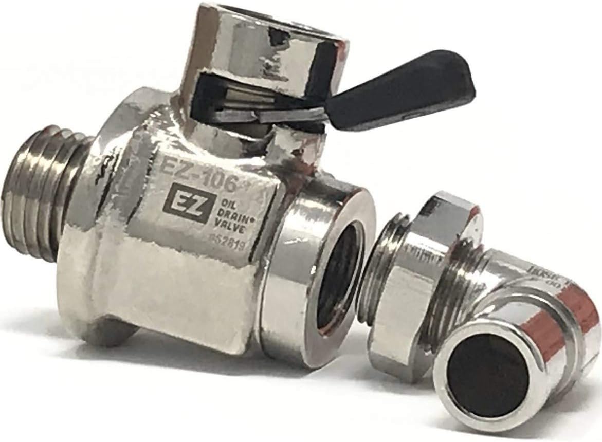 EZ Oil Drain Valve EZ-106(14mm-1.5) with removable L-Shape Hose End Combo