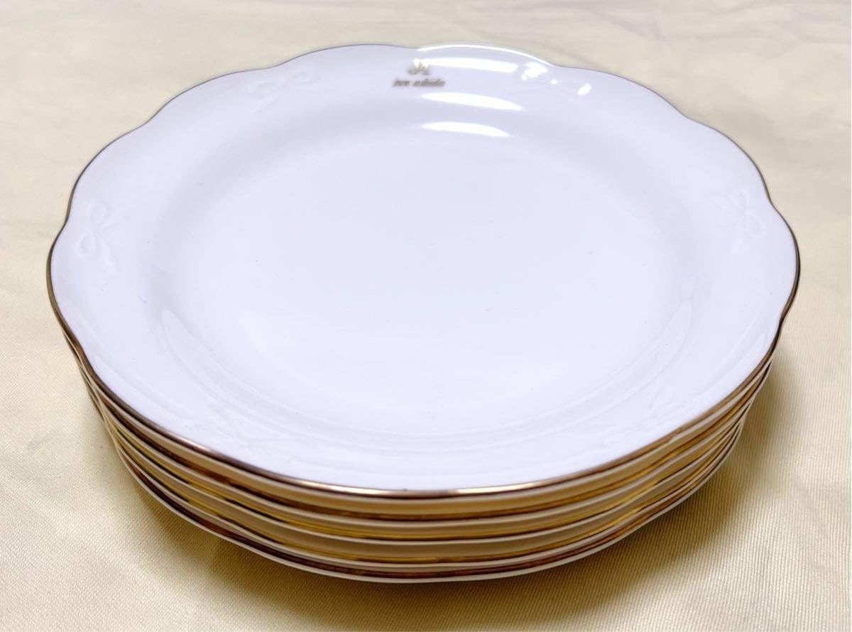 Amazon.co.jp: MAEBATA前畑陶器 jun ashida 金縁リボン柄 プチケ－キ皿