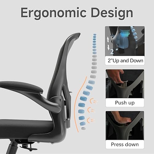Miniatura 3 de Sillas de oficina de escritorio, silla ejecutiva de malla para computadora, silla ejecutiva con lumbar para el hogar y la oficina (03 negra)