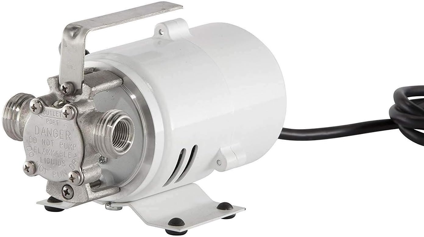 Little Giant 360K 115V, 360 GPH, 1/10 HP, Plated Brass Non-Submersible Multi-Purpose Utility Water Transfer Pony Pump with 6-Ft. Cord and Accessory Kit, White, 555111