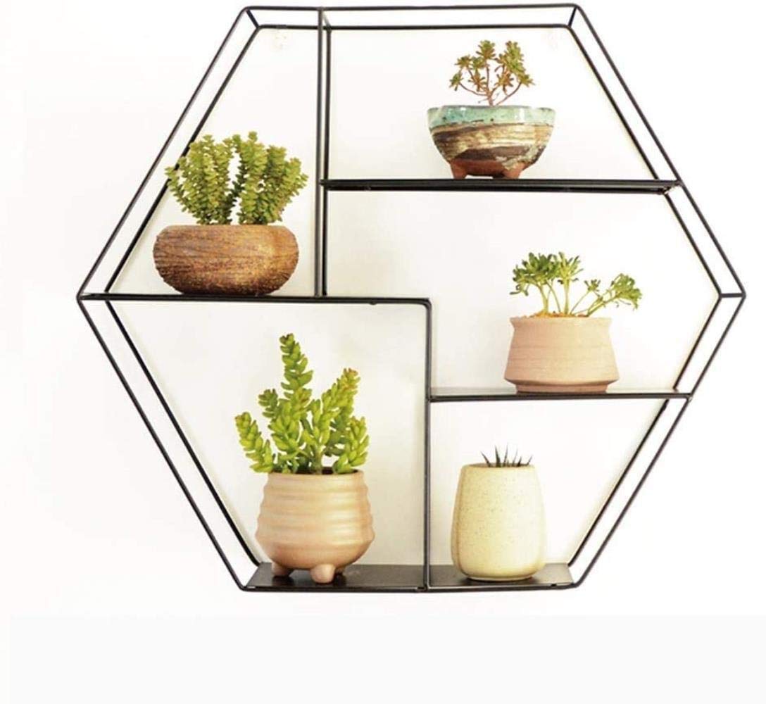 Étagère murale hexagonale pour exposer vos livres de salon