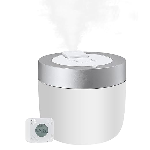 316 Stainless Steel Warm Mist Humidifier with Remote Control,4L/1.1Gal Warm Mist Humidifier for Bedroom,3 Mist Level & Precise Humidity Control,Easy to Clean Filterless Hot Steam Humidifier