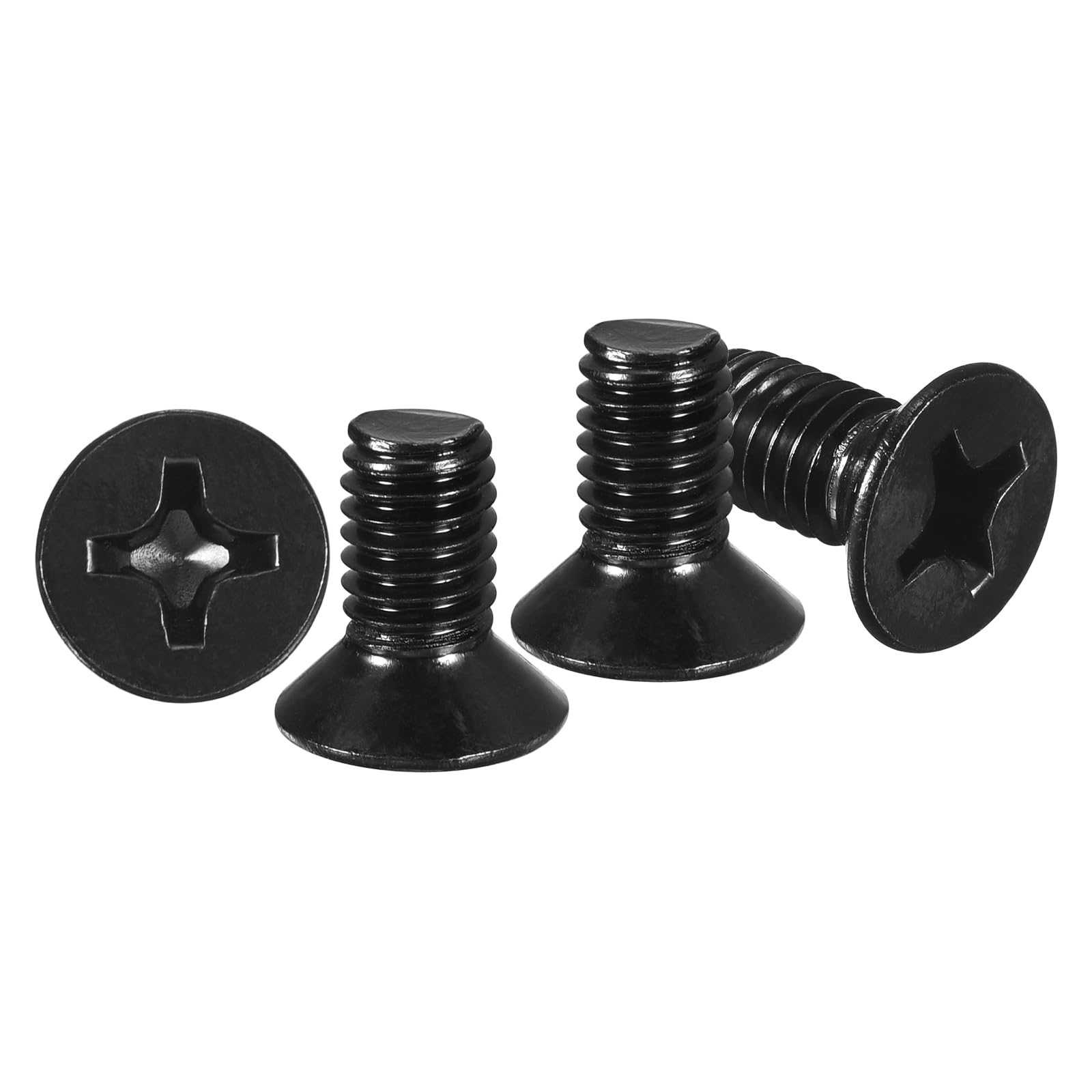 METALLIXITY Phillips Flat Head Machine Screws Bolts (M6-1x12) 25Pcs, Stainless Steel 304 Countersunk Cross Screws - for Household Indoor Maintenance Installment DIY, Black
