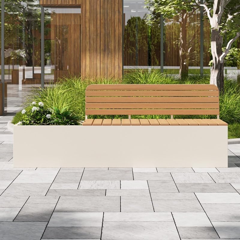 Garden Bench with Planters Terrace Bench with Flower Box Suitable for Outdoor Parks(Small)