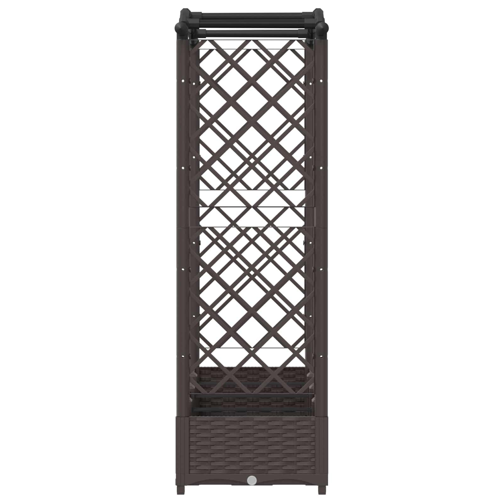 Jardinera de polipropileno con enrejado y techo marrón, 207 x 40 x 123 cm