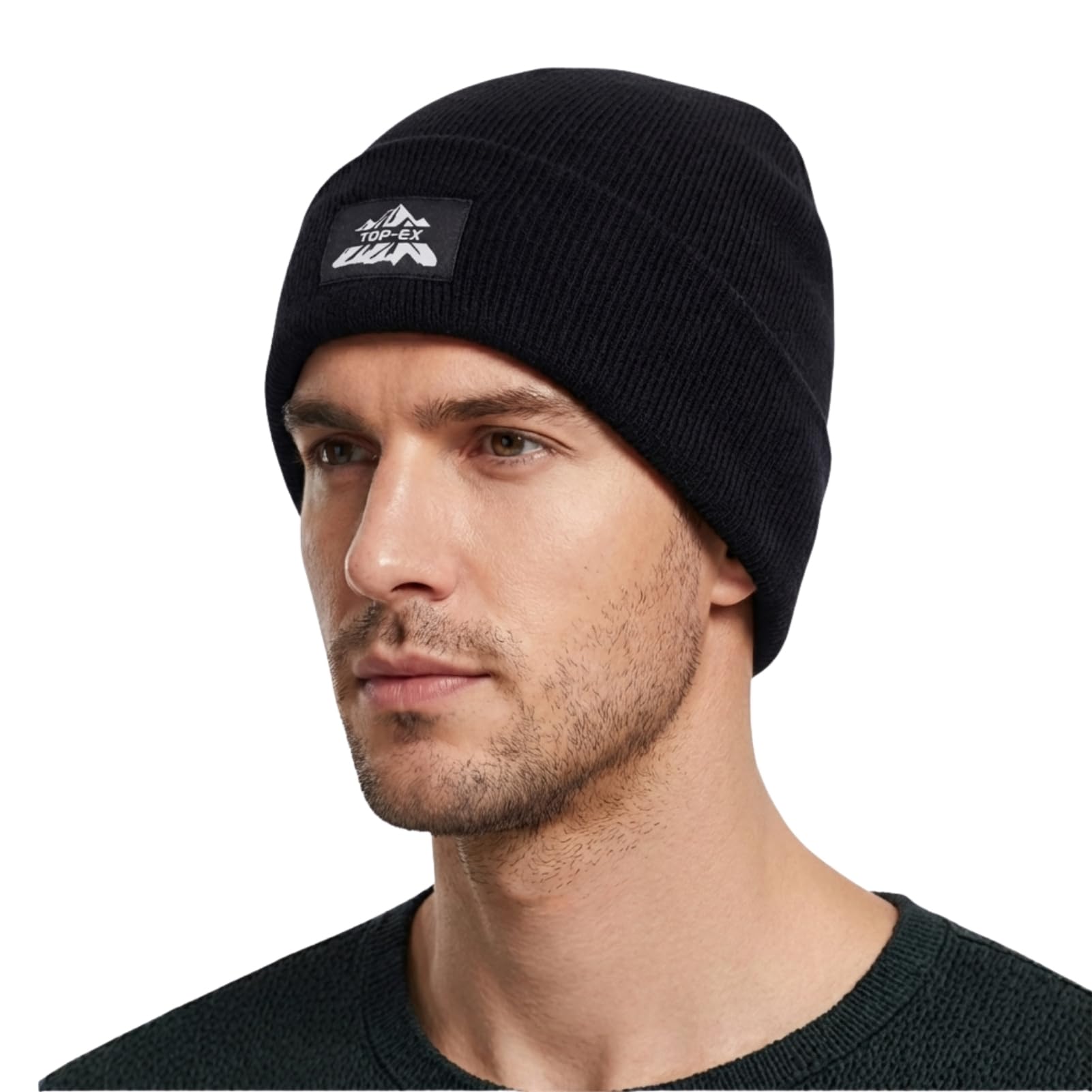 TOP-EX PolarWool 100% wełna z merynosów, ciepła czapka zimowa dla mężczyzn i kobiet, wiatroszczelna, oddychająca, czarna, rozm. M-XXL