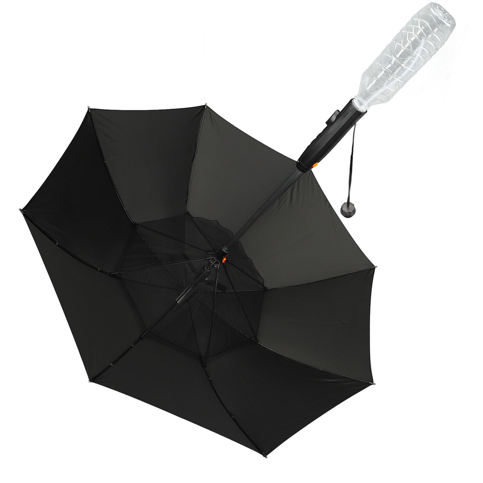 Parasol Przeciwsłoneczny Blokujący Promieniowanie UV z Wentylatorem i Spryskiwaczem 3-calowy Przenośny Parasol Zewnętrzny na Letnie Podróże Plaża Kemping Lekki 8 żeber Niebieski