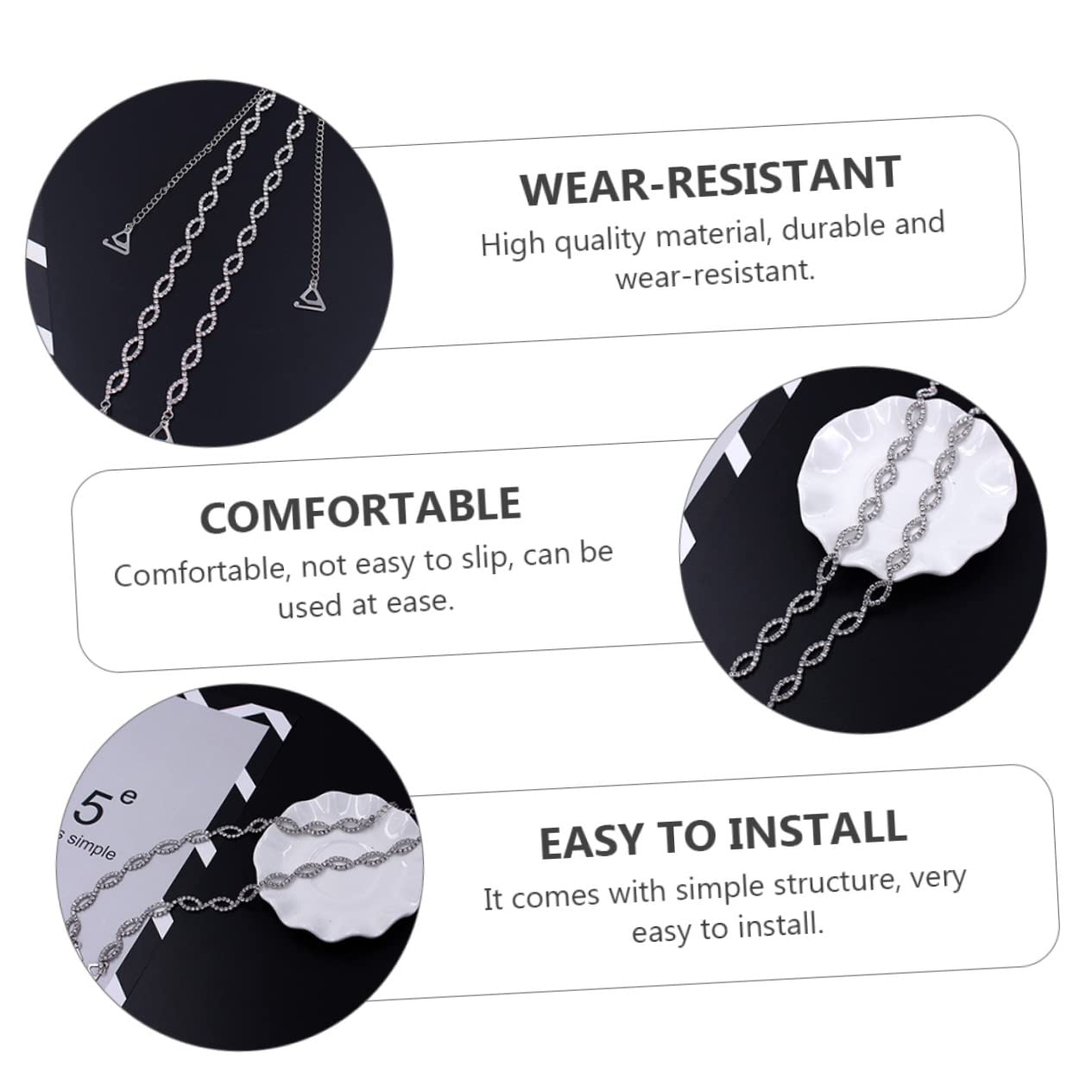 FRCOLOR Spalline Reggiseno Gioiello Argento in Metallo con Pietre Luccicanti, Stile Lucido e Chic, Accessori Intimo per Donna