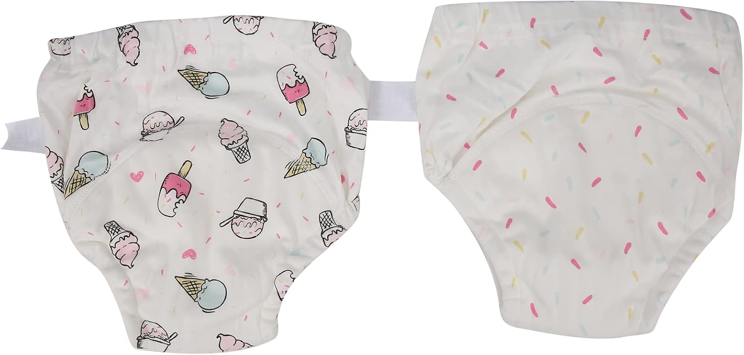 Generic Insular Baby Bawełniane Spodnie Treningowe Lekka Tkanina Wielokrotnego Użytku Wygodna do Nauki Korzystania z Nocnika 2 szt. XL 24-36 Miesięcy (Wzór Lody)