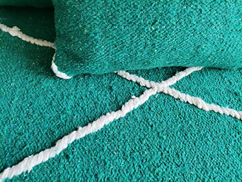 Foamrush Moroccan 6" X 28" X 48" Green/Cream Woven Textured Rope Floor Cushion Couch W/High Density Foam, Armless Loveseat, Floor Poof, Floor Sofa, Boho Couch, Modern Sofa, Floor Pillow, Back Support #TOP6