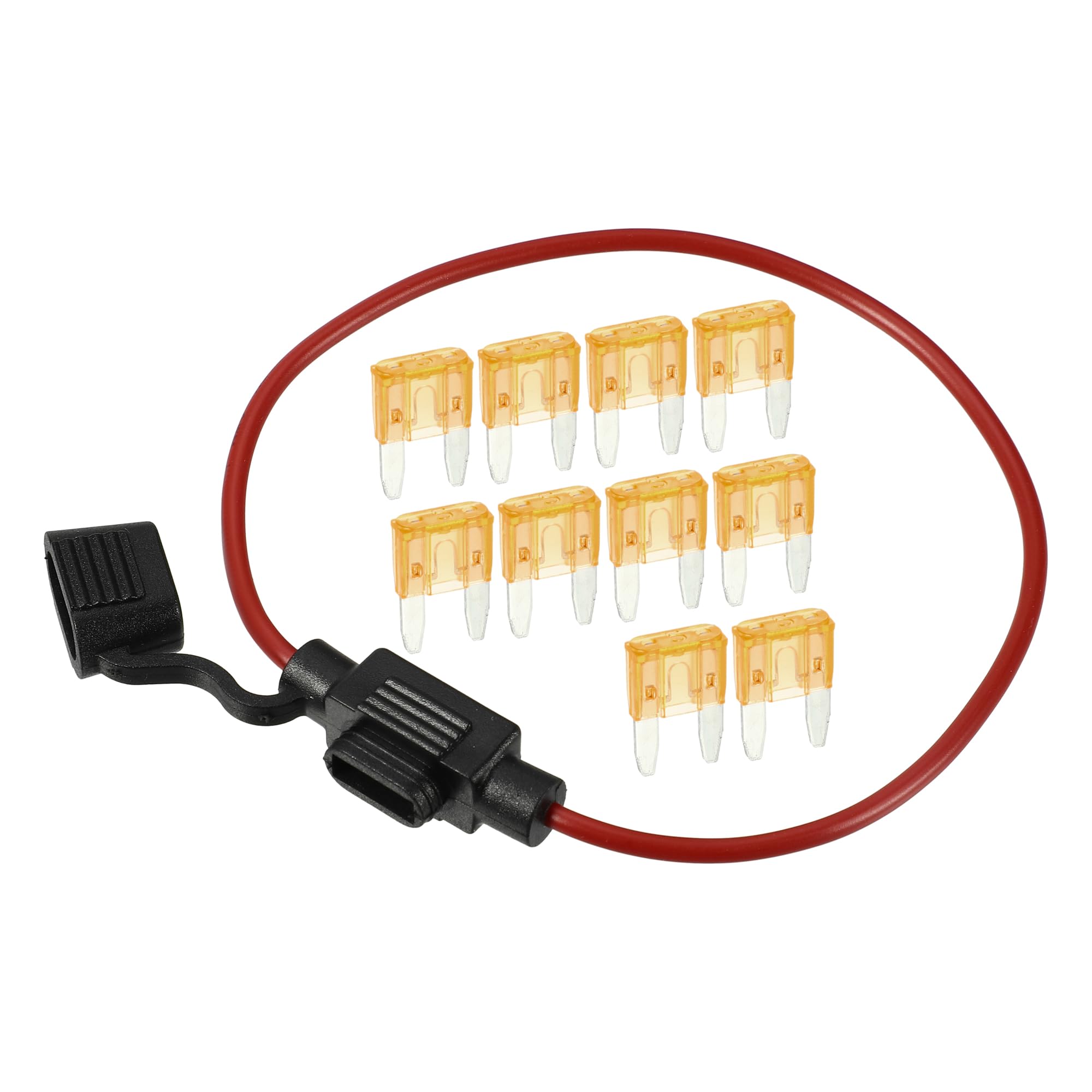 A ABSOPRO Bezpiecznik 5A Mini Blade Style 16 AWG uchwyt bezpiecznikowy, wodoszczelny, 16 G, metalowy czarny