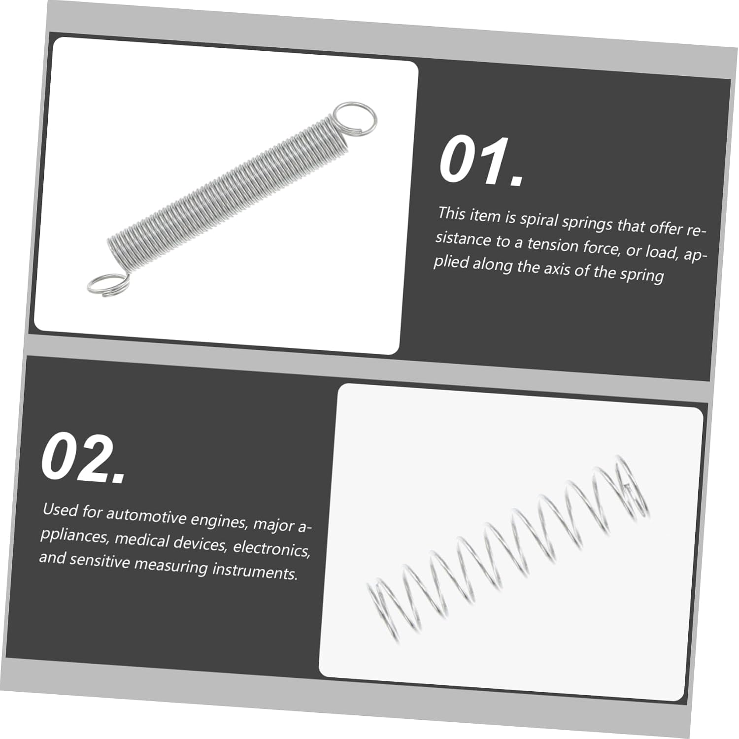 200Pcs Spring Assortment Spiral Extension Springs Galvanized Steel Set | Silver Finish, Corrosion Resistant Performance, Resilient Build, Suitable for Automotive Engines and Measuring Instruments