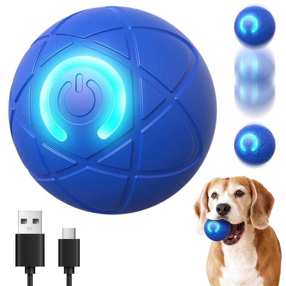 FWZWOZO Interactive Dog Toys, 2026 New Moving Bouncing and Rotating Balls, Durable Automatic Rolling Ball for Indoor Play, Dog Ball Shaky Balls Toy for Dogs (Blue)