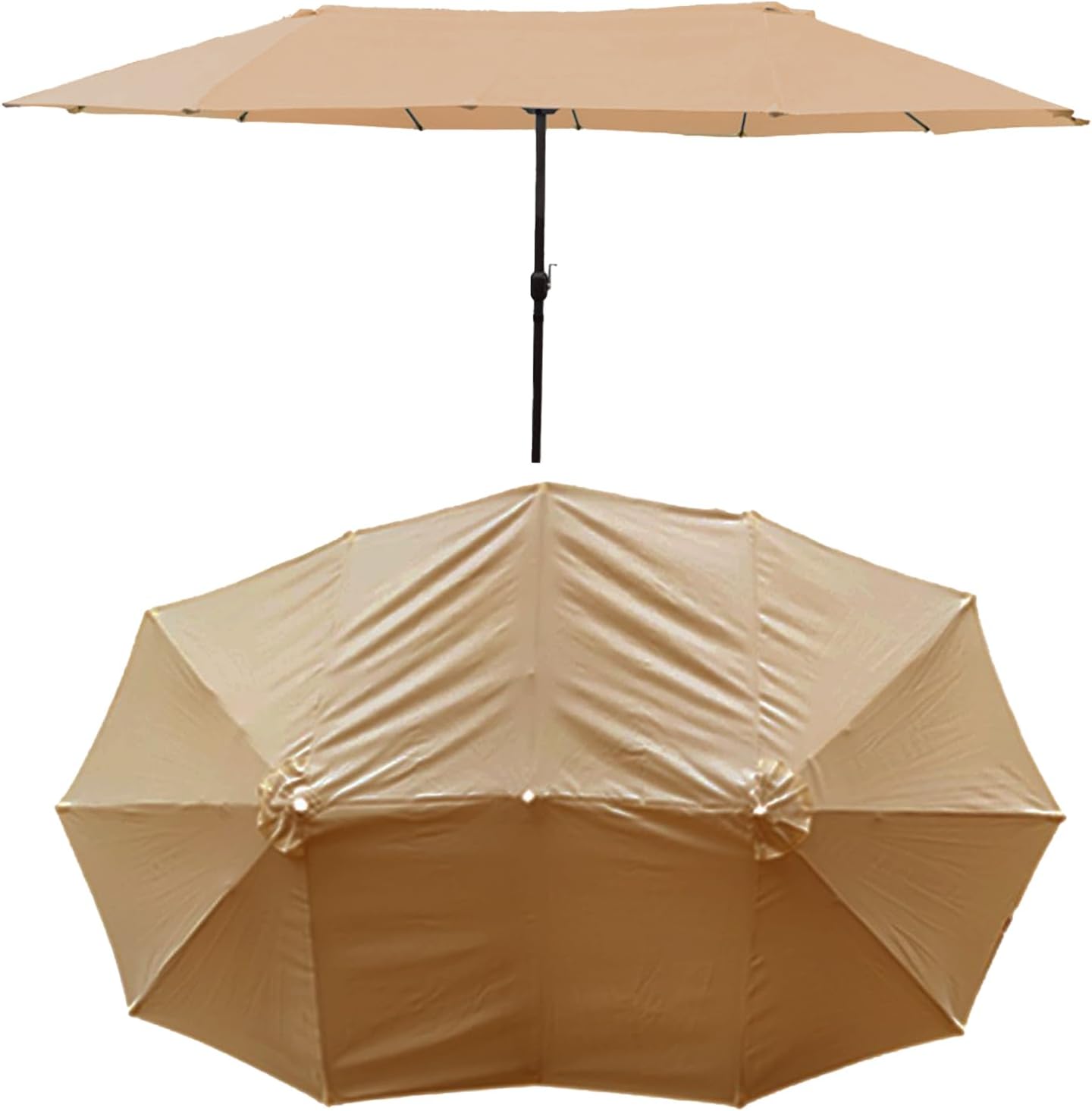 Replacement Cloth for Three Heads Umbrella,Patio Umbrella Canopy Cover Patio Umbrella Fabric Replacement Sunscreen Garden Parasol Fabric for Outdoor(Replace Khaki Umbrella Cloth-Khaki)