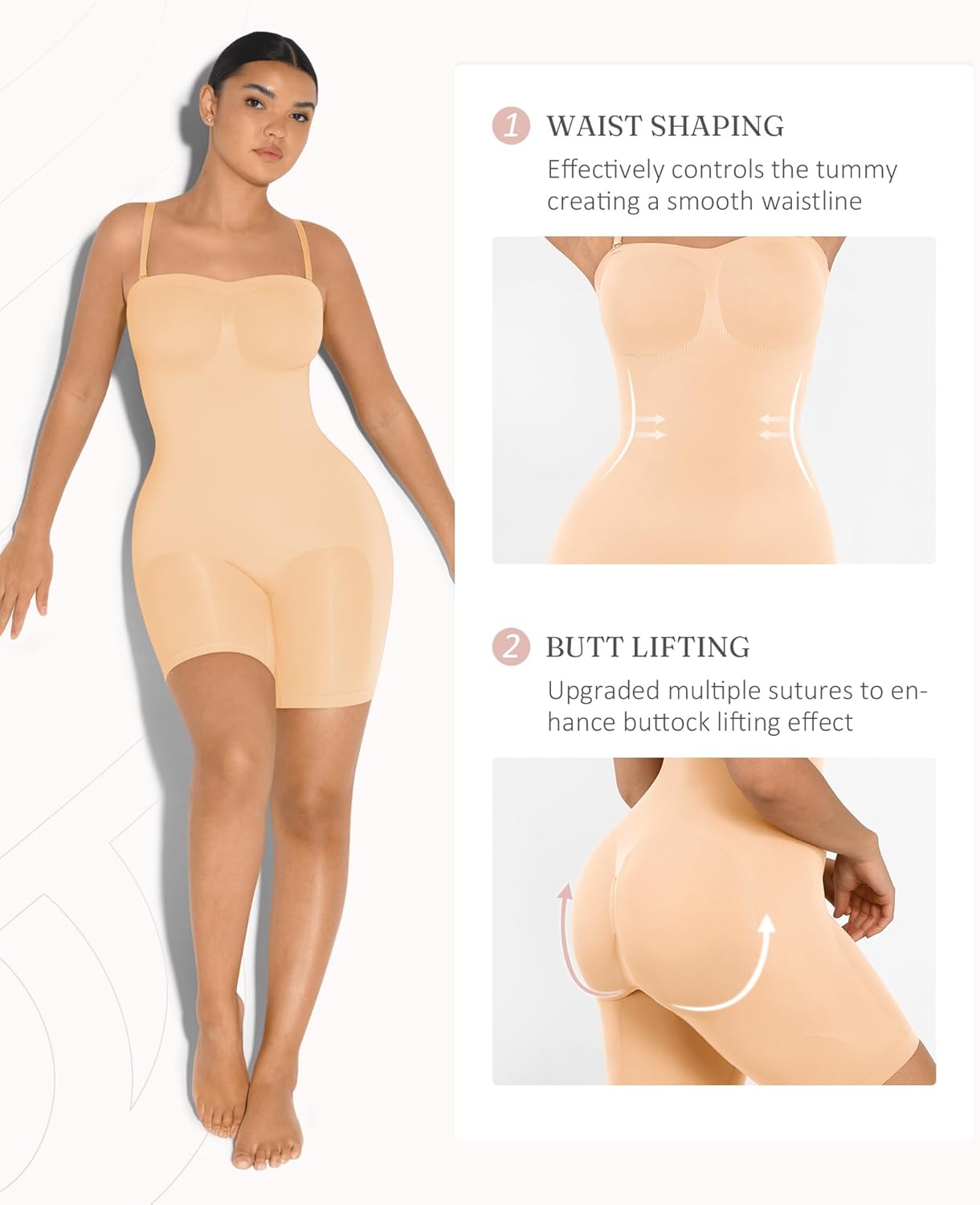 FeelinGirl Strapless Bodysuit for Women Tummy Control Shapewear Wedding Dress Body Shaper with Removable Straps - Image 4