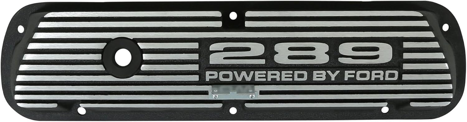 Scott Drake Aluminum Valve Covers with Official 289" "Powered by Ford Lettering in a Silver Powder Coated Finish, Compatible with 1964-1973 Ford Mustang, Model 6A582-289