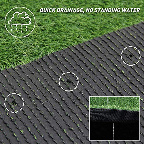 Green Artificial Grass Turf Mat 4X6ft, Fake Grass Carpet Lawn Landscape Outdoor Rug, 0.7 inch Pile Height Rubber Backed with Drainage Holes