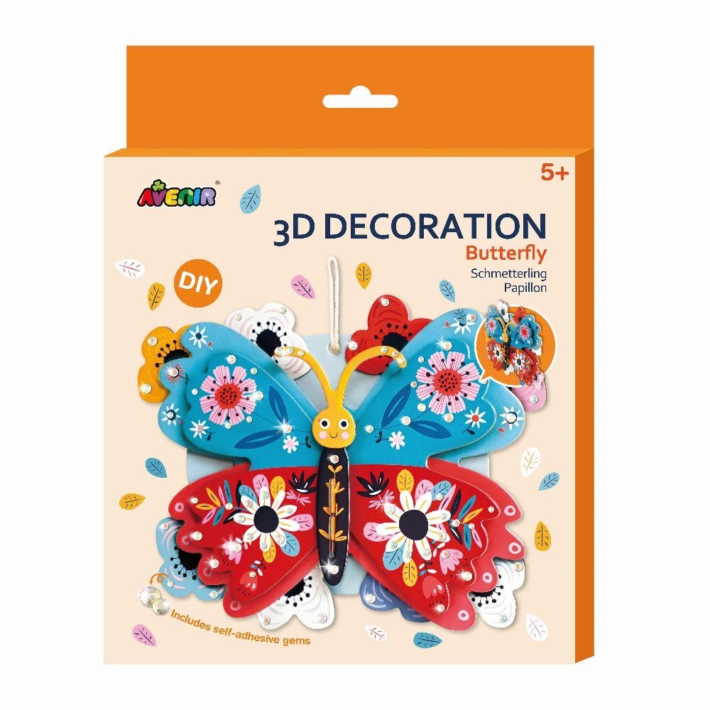 Avenir 6305068, 3D Decoration Butterfly, Creative Kit, Craft Set for Children from 5 Years