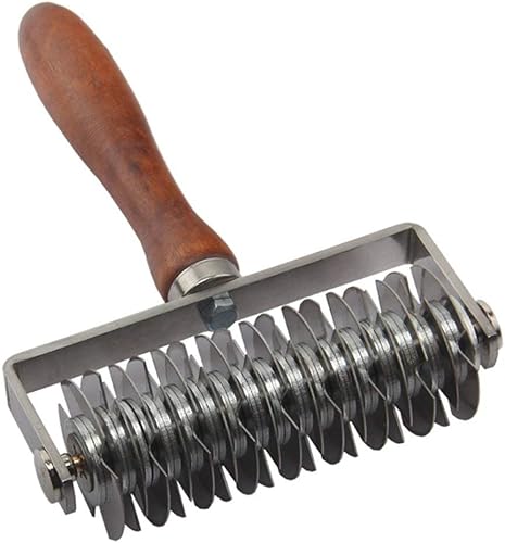 Miniatura 2 de Hosmide Kitchen - Cortador de rodillos para hornear masa de galletas, tartas, pizza, pastelería, acero inoxidable, mango de madera