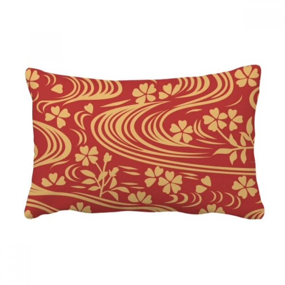 Coussin lombaire culture japonaise fleur rouge 40x60 cm oreiller de canapé